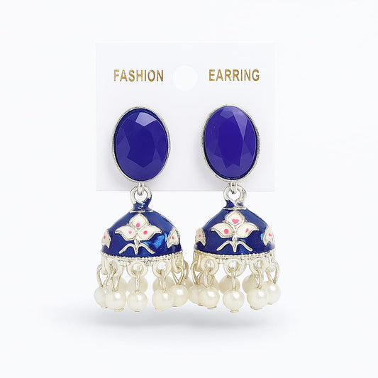 Elegant Enamel Jhumka Earrings with Pearl Drops – Ethnic Statement Jewelry