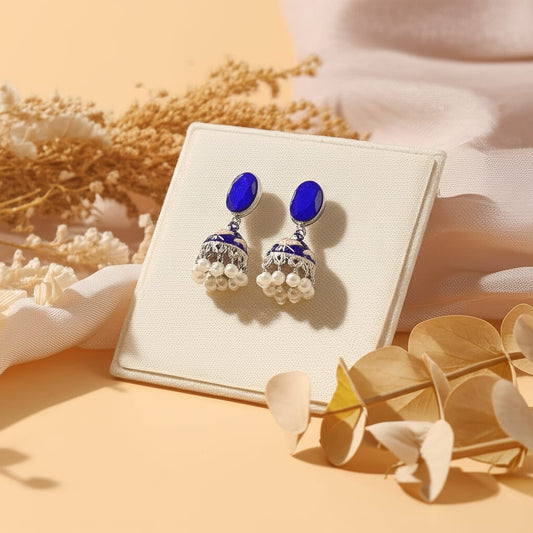 Elegant Enamel Jhumka Earrings with Pearl Drops – Ethnic Statement Jewelry