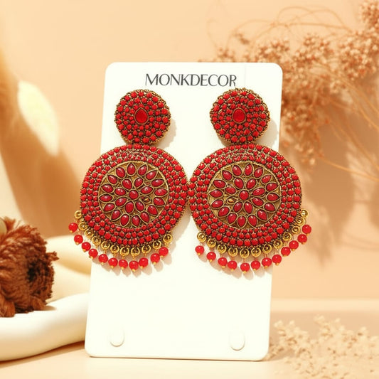 Traditional Designer Chandbali Earrings with Pearl Detailing