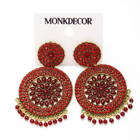 Traditional Designer Chandbali Earrings with Pearl Detailing